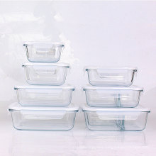 Food grade borosilicate glass meal box series with plastic sealed lids